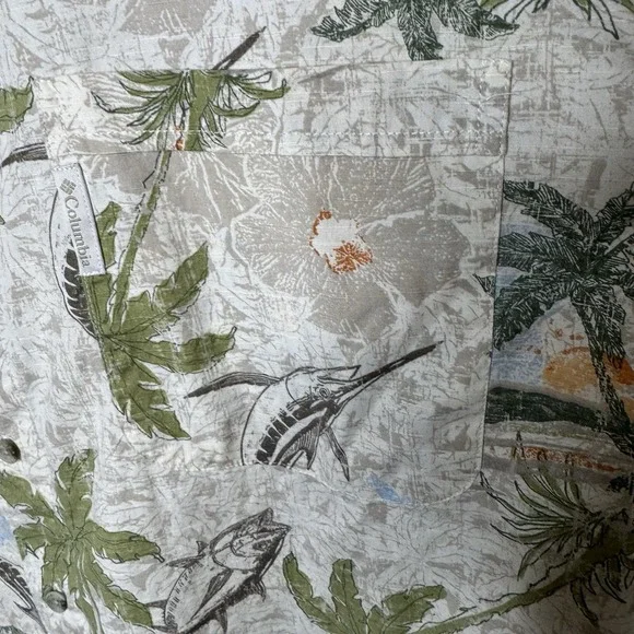 Columbia Swordfish Hawaiian Shirt Mens XXL Fish Button Up Collared Cotton Beach - Picture 7 of 14